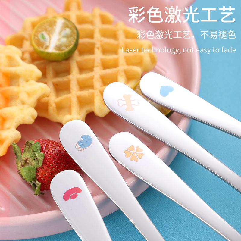 304 stainless steel cartoon spoon baby food spoon infant cute spoon baby learning to eat feeding spoon children's spoon