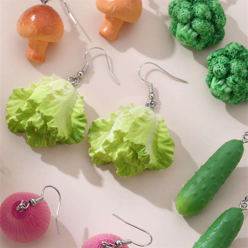 EZ5478 Vegetable Earrings Lettuce Broccoli Green Series Seasonal Vegetable Pendant Women's Ear Accessories