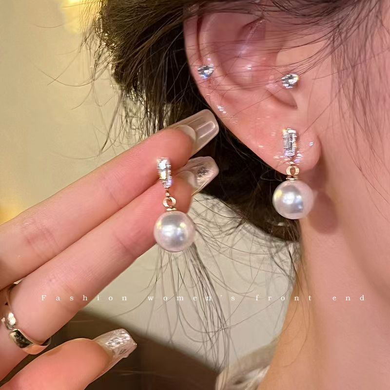 83#水晶珍珠吊坠耳钉