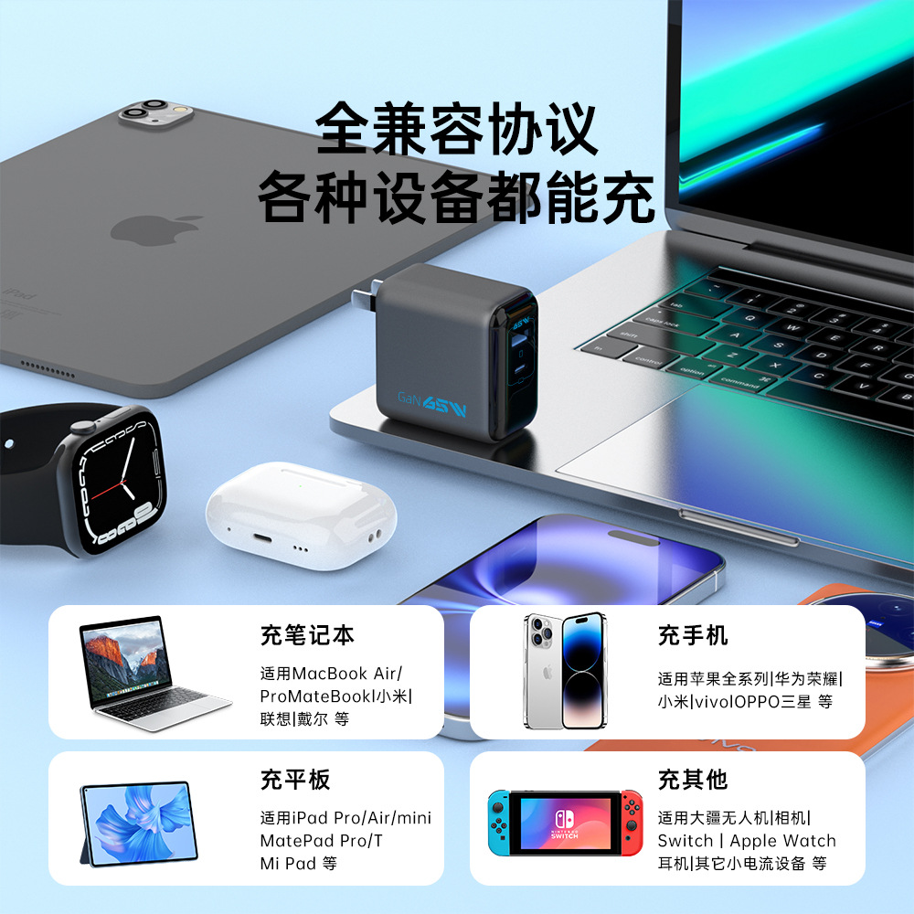 65W full phone fast charger suitable for iPhone 17 Apple PD tablet laptop charging head