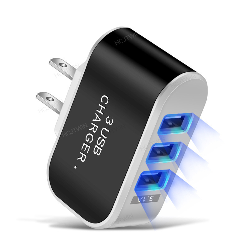 3USB Candy Charger LED Glowing Phone Charger Smart Multi-Port USB Travel Charger