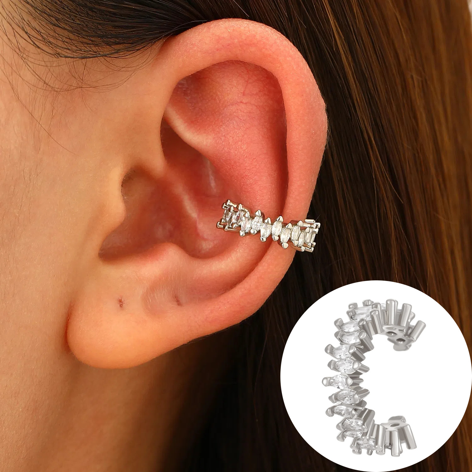 Ear Clip No Hole Ear Bone Clip No Piercing Women Simple Zircon Earrings
