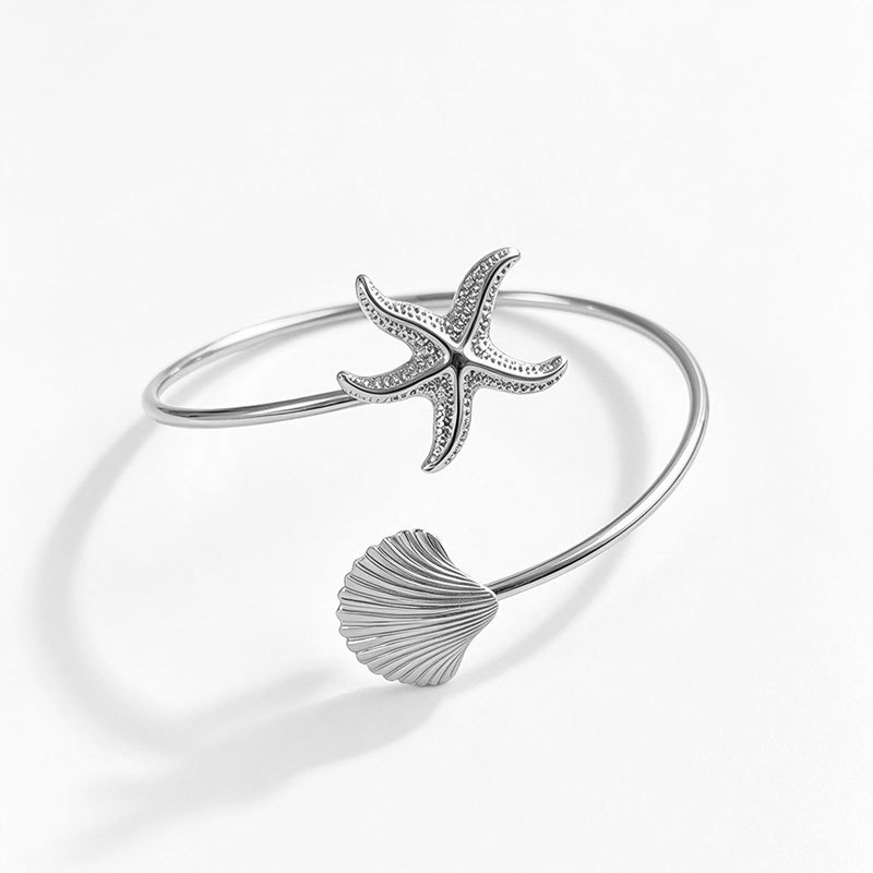 Ocean series metal open arm ring accessory niche starfish shell female bracelet