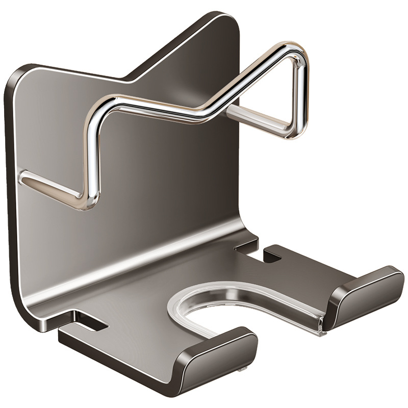 Stainless Steel Hair Dryer Storage Rack Bathroom No-drilling Hair Clip Storage Wall-mounted Clip Curling Iron Bracket