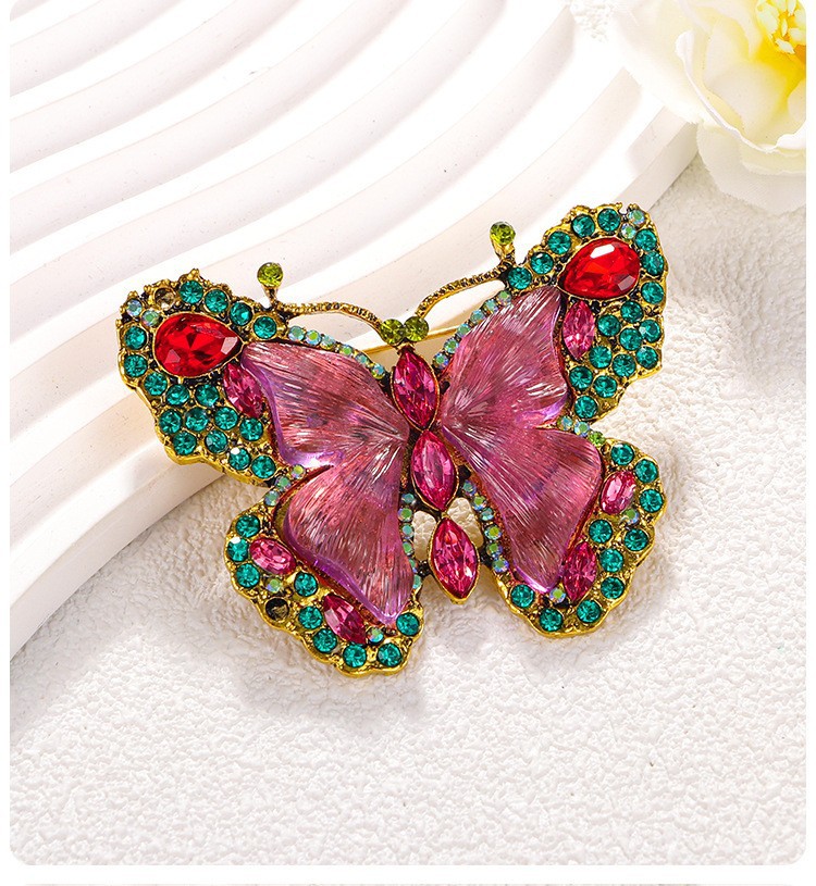 Vintage Winter Colorful Butterfly Brooch Women's Accessory Pin