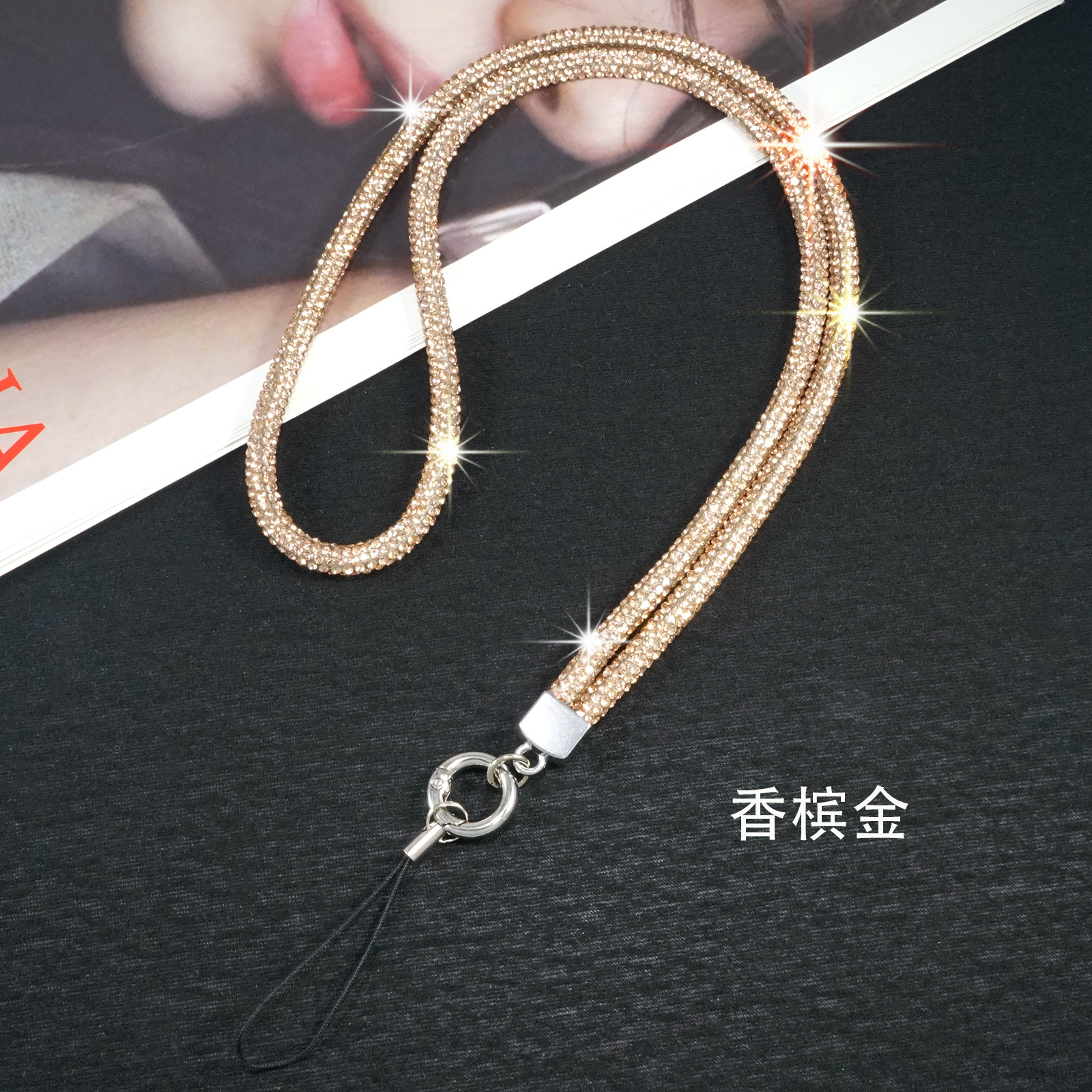 Luxury Rhinestone Phone Lanyard Full Diamond Long Necklace Chain Colorful Diamond Badge Chain New