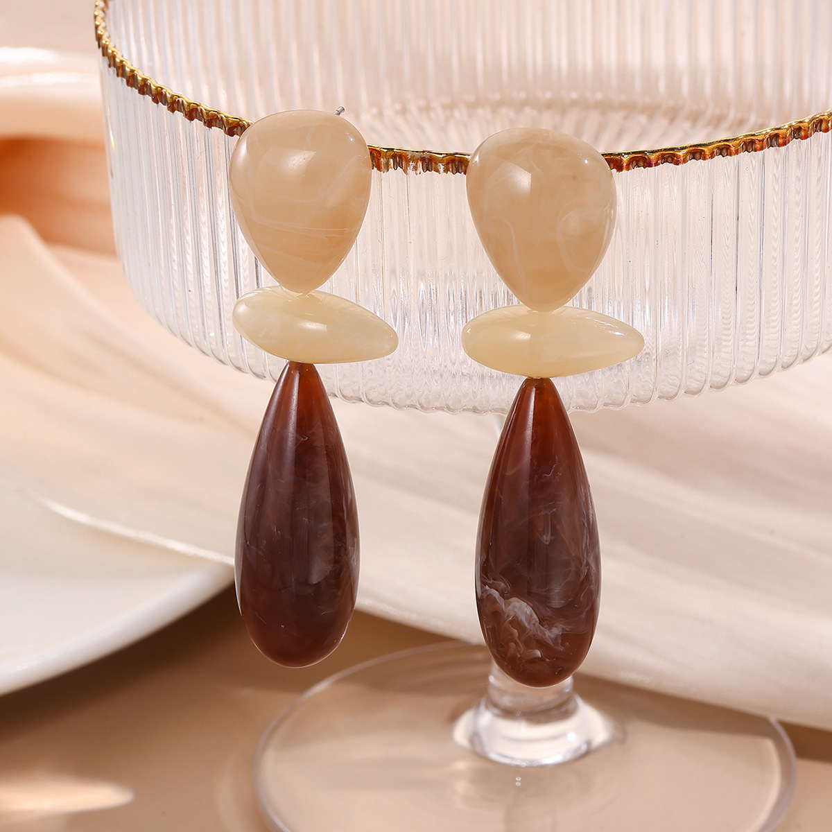 Kenjie earrings exaggerated oval resin long stud earrings for women