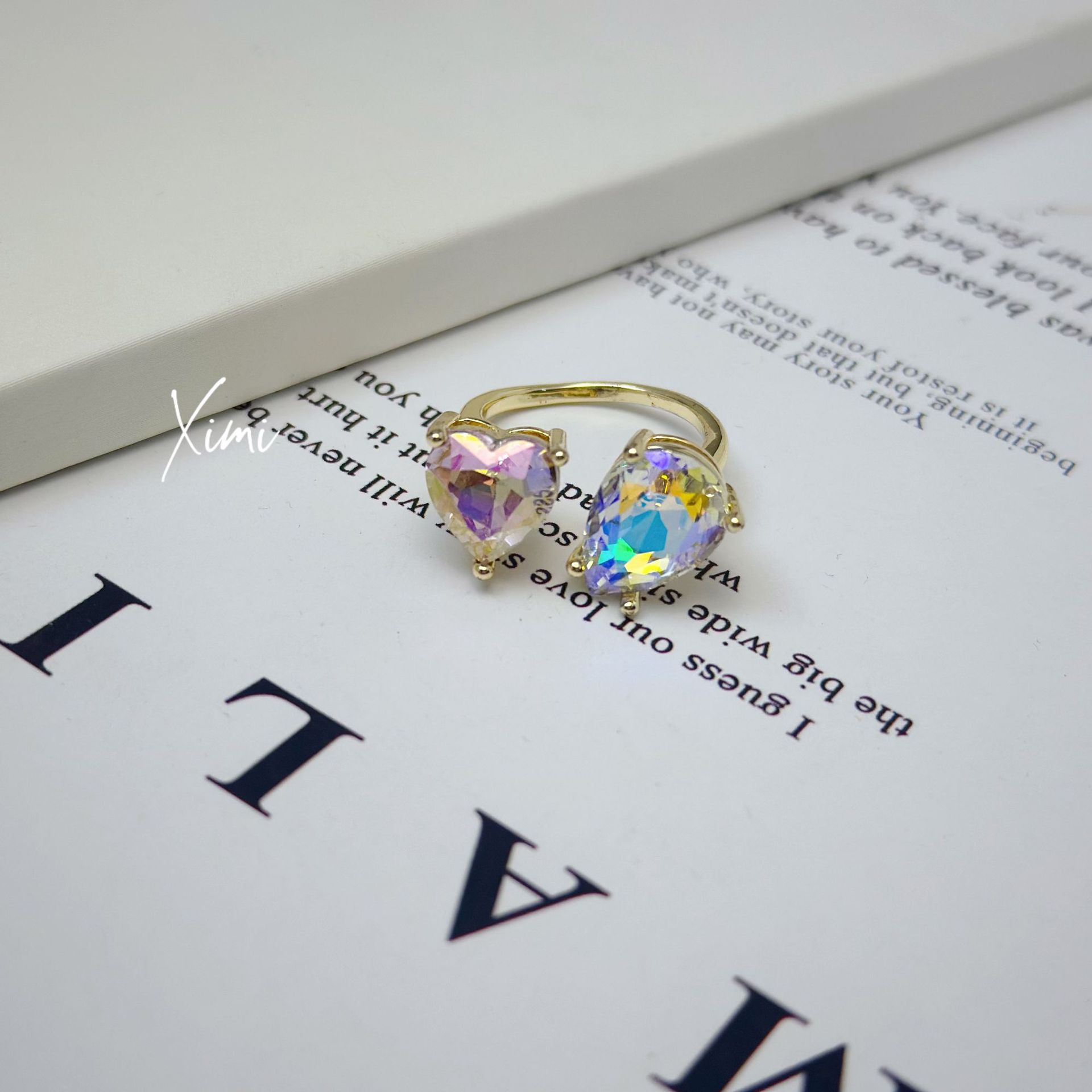 Heart Drop Zirconia Open Ring for Women 2026 New Bestie Index Finger Ring Super Beautiful Niche Ring