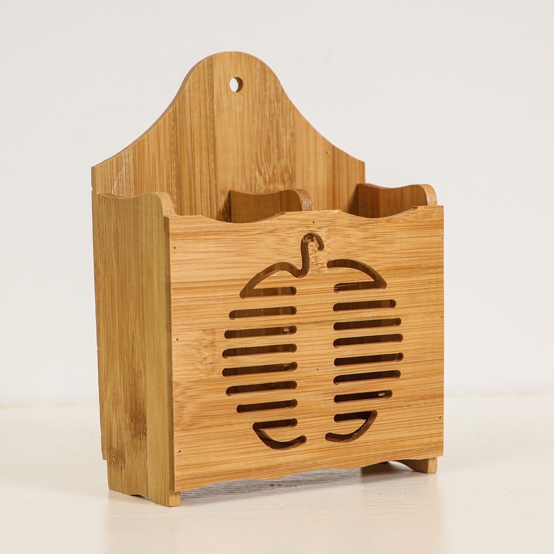 Bamboo chopstick holder draining chopstick rack household chopstick holder wall-mounted chopstick box storage rack kitchen supplies