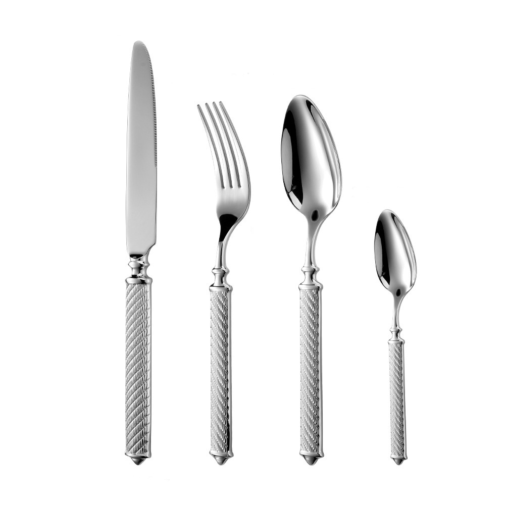 304 stainless steel Roman rope knife fork spoon hotel Western tableware knife fork hotel cutlery steak knife fork spoon set