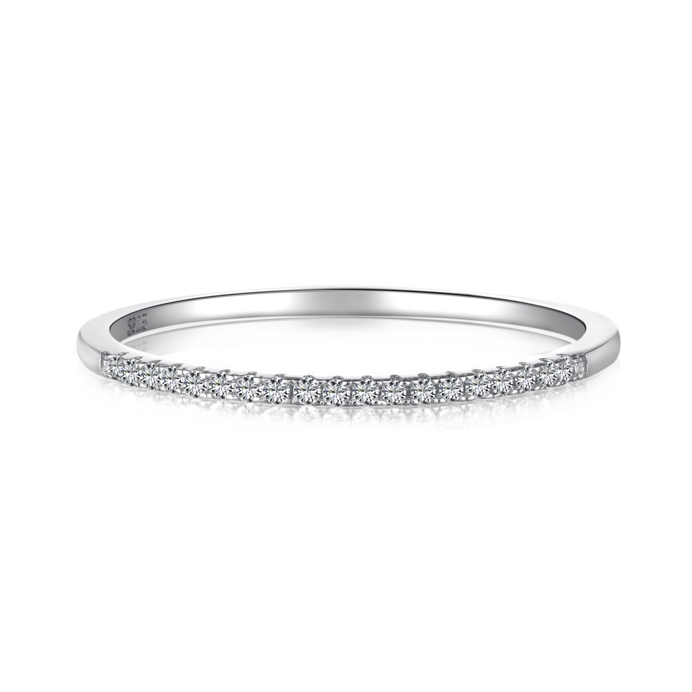 Small S925 sterling silver ring for women, simple row drill irregular closed ring