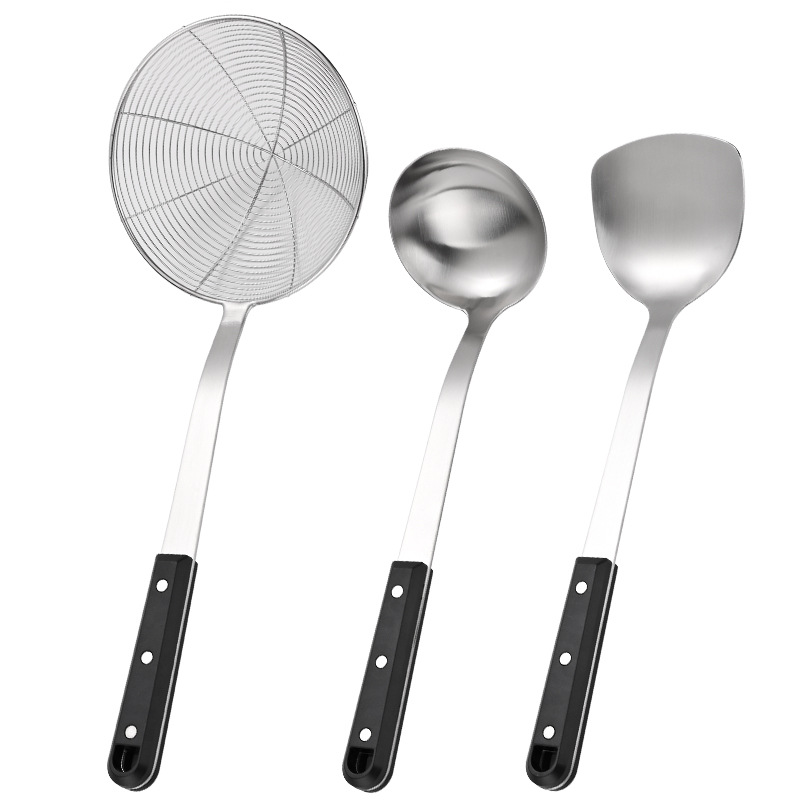 304 stainless steel spatula, soup spoon, slotted spoon, three-rivet clip handle, anti-scald kitchen cooking spatula, spoon