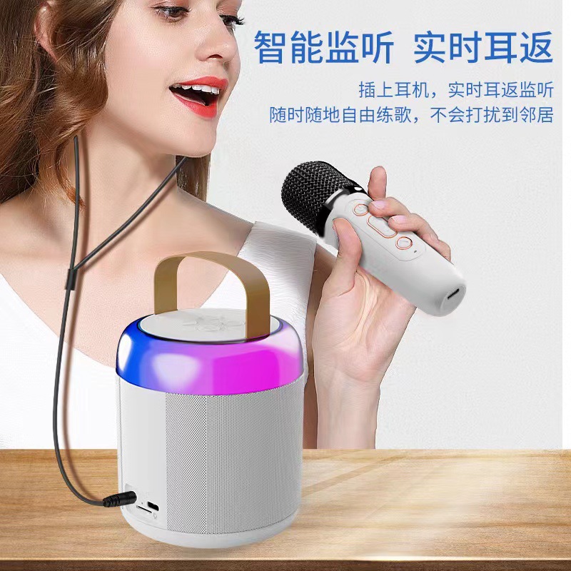 New Microphone Bluetooth Speaker Outdoor K Song Speaker Home KTV Portable Wireless Subwoofer Computer Desktop