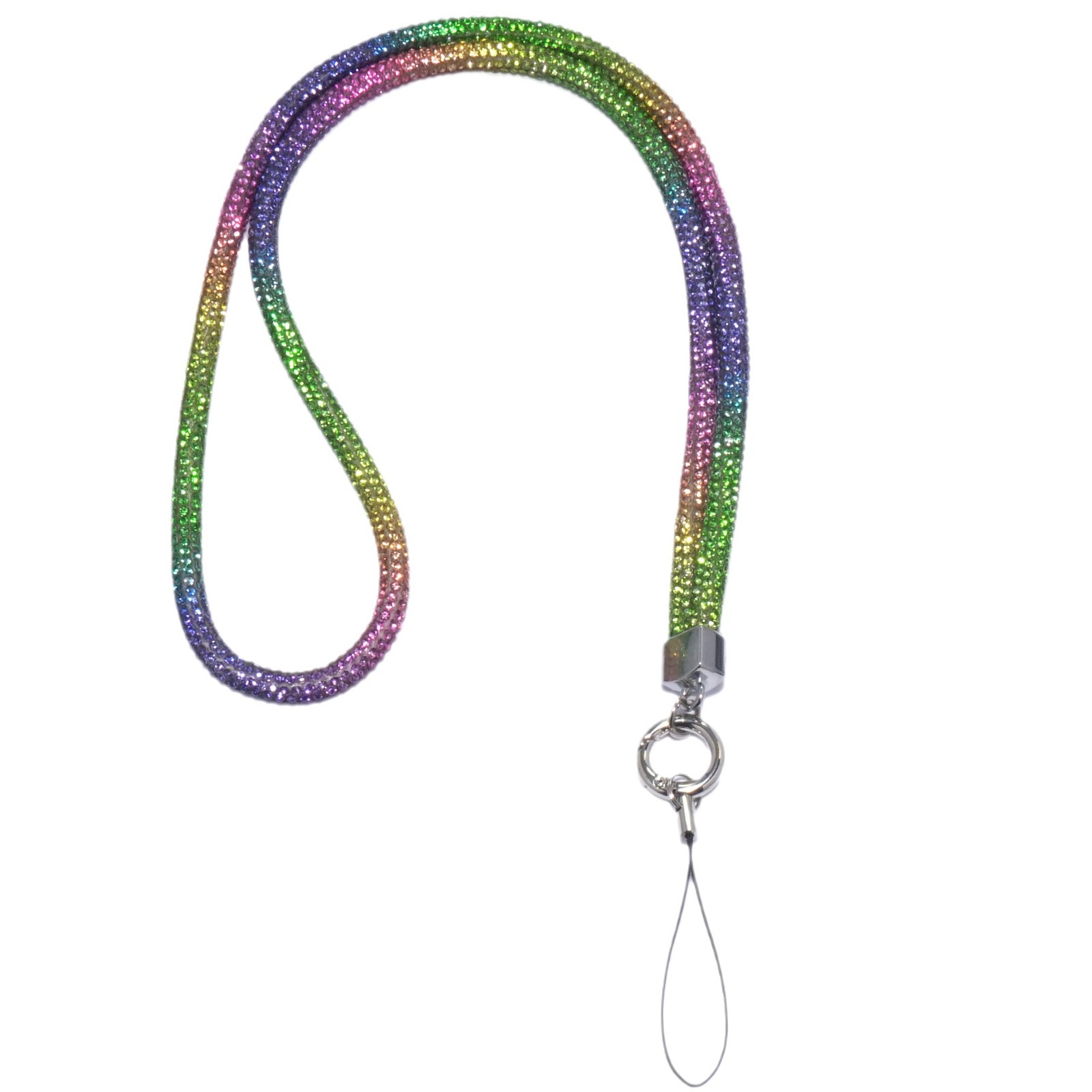 Luxury Rhinestone Phone Lanyard Full Diamond Long Necklace Chain Colorful Diamond Badge Chain New
