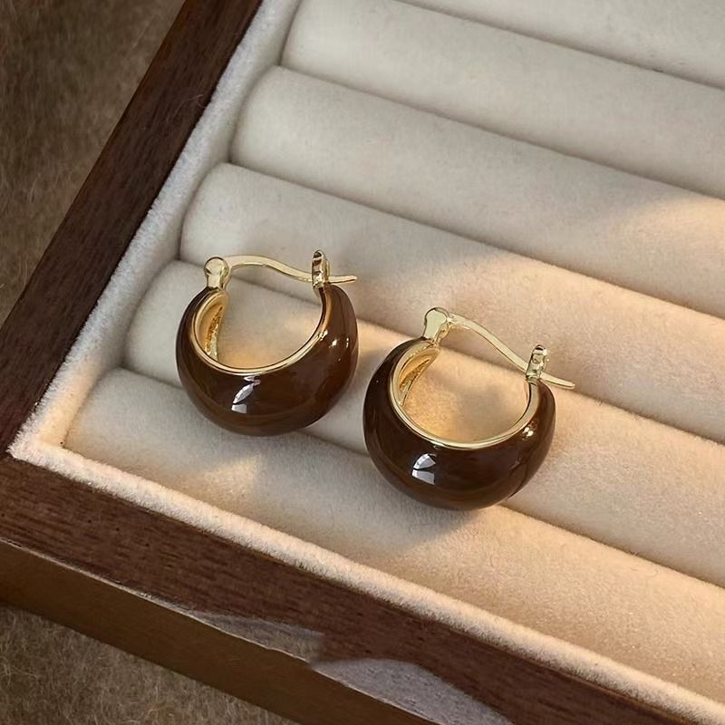 Autumn and winter Maillard tiger eye ear buckle earrings 2024 new ear accessories for women