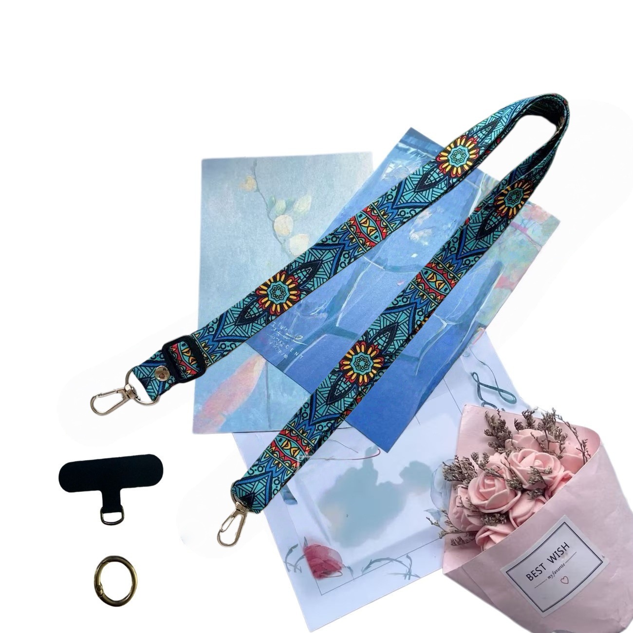 Ethnic Style Phone Lanyard Adjustable Phone Strap Crossbody Neck Strap Simple Backpack Strap