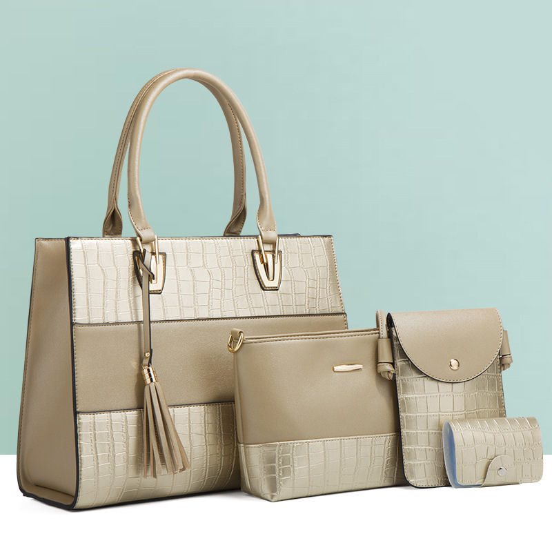 2026 new shoulder crossbody handbag crocodile pattern four-piece set mother-child bag