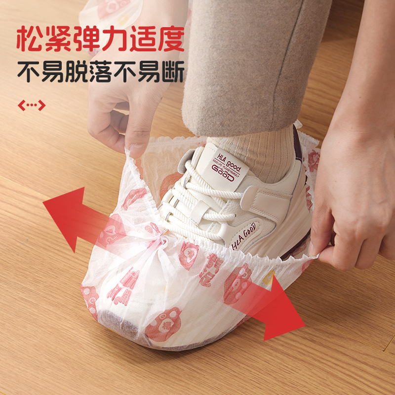 Fulfilling Luck Disposable Shoe Covers Little Cat Paw Thickened Shoe Covers Non-Woven Waterproof Anti-Slip Indoor Household 50-Pack