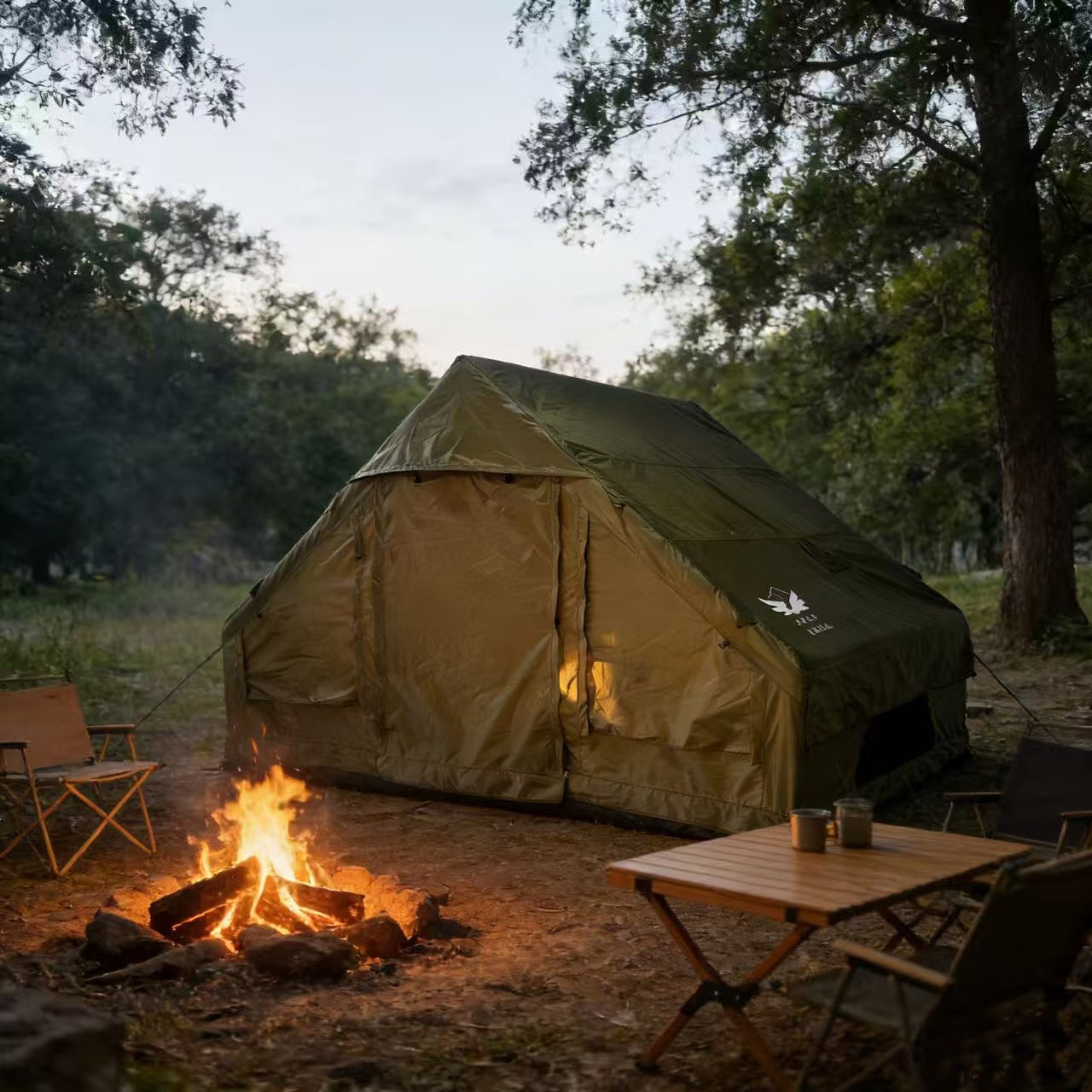 Outdoor camping quick-open inflatable travel portable Oxford cloth inflatable tent, camping tent double door multi-person