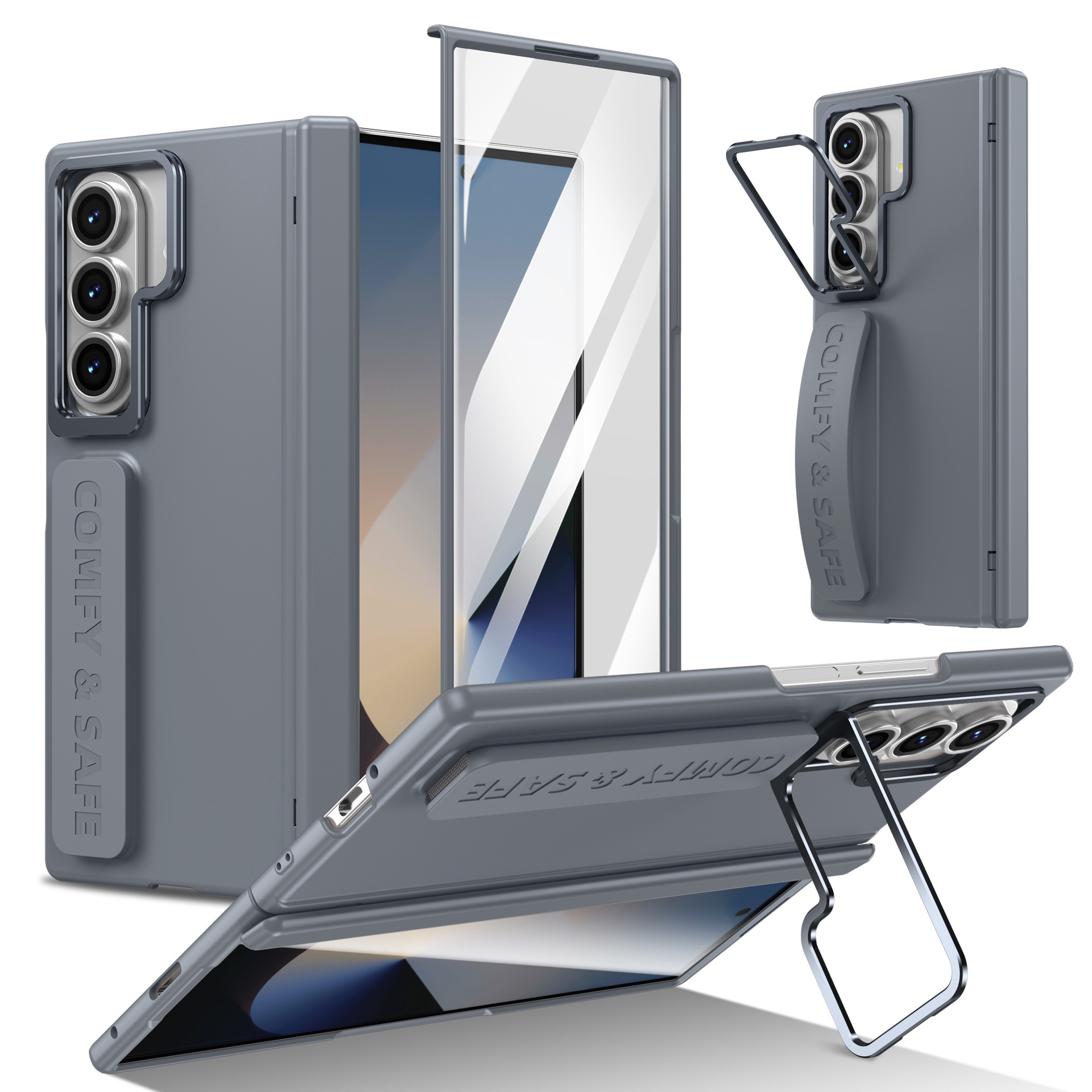 For Samsung Z Fold8 Ultra Phone Case Hinge Full Coverage Lens Bracket Strap Skin Feel Film Anti-Fall