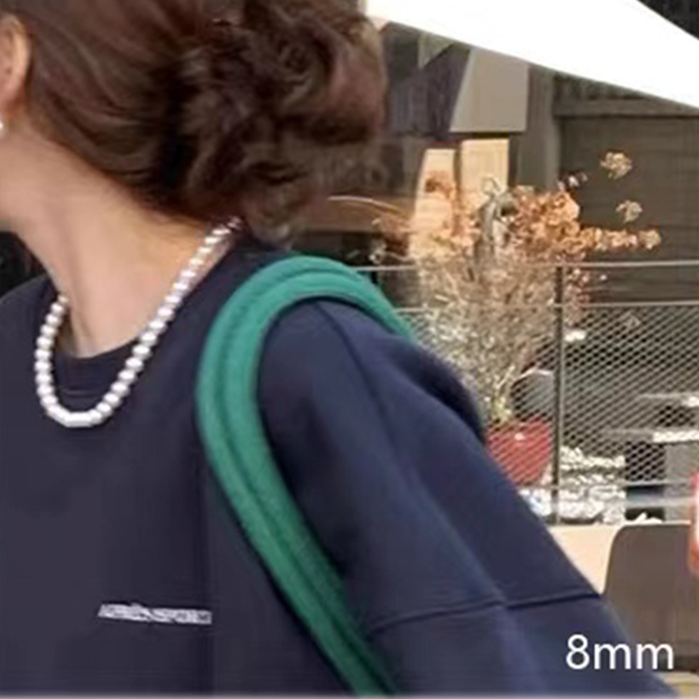 Fever Simple Pearl Necklace Spring Summer CZ Yuanbao Buckle Collarbone Chain Sweater Chain Women