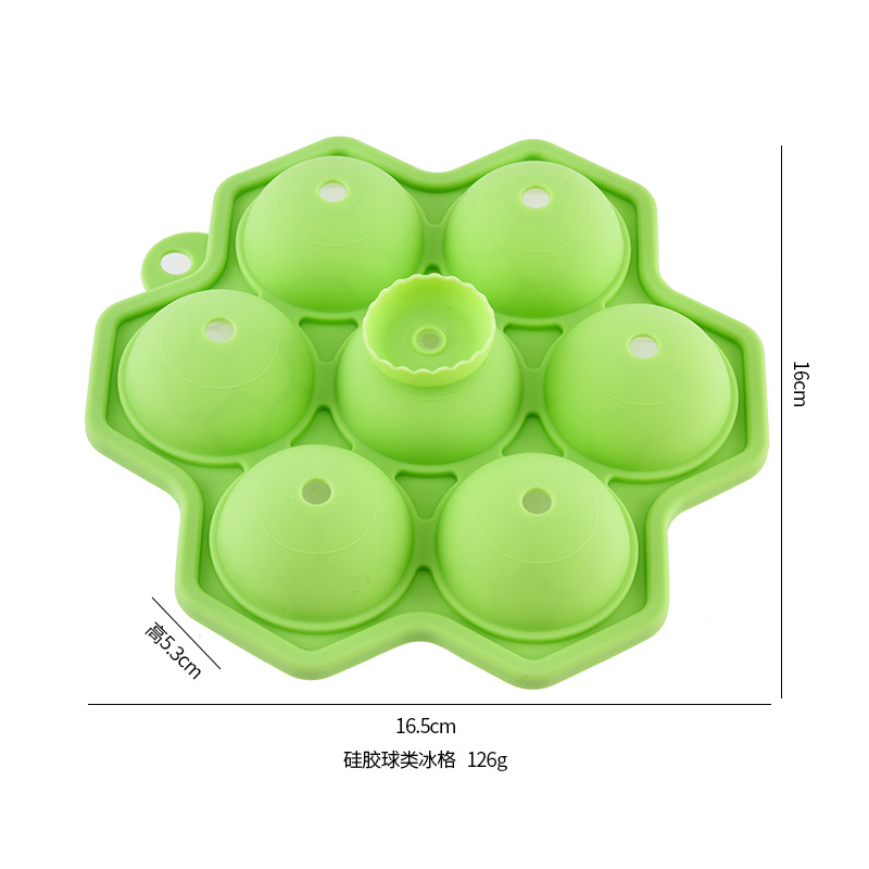 Round 7-hole silicone ice cube mold ice ball whiskey ice ball mold refrigerator ice cube tray