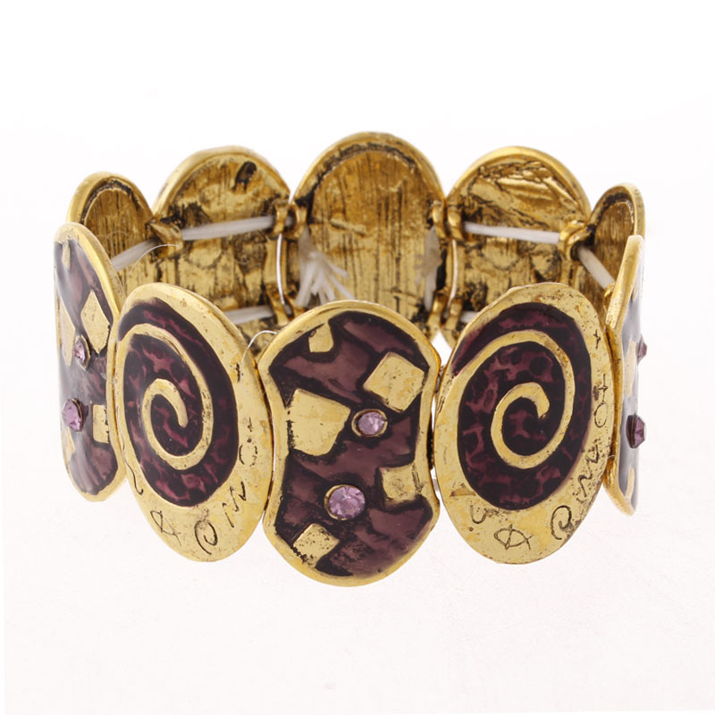 S39 Women's Elastic Oil Drop Bracelet Antique Bronze Enamel Color Bracelet Accessories