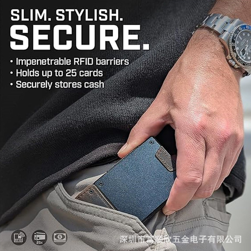 Metal Business Leather Wallet Pull-out Ultra-thin Money Clip Elite Men's Genuine Leather Card Holder Card Pack