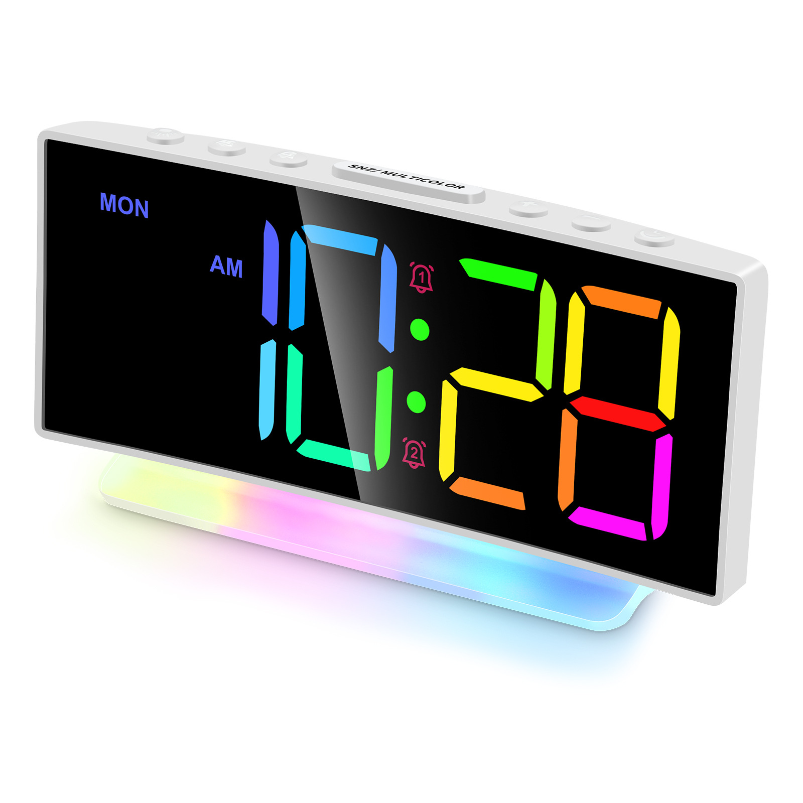 Arc projection alarm clock LED colorful table clock large screen digital display electronic clock table clock decoration
