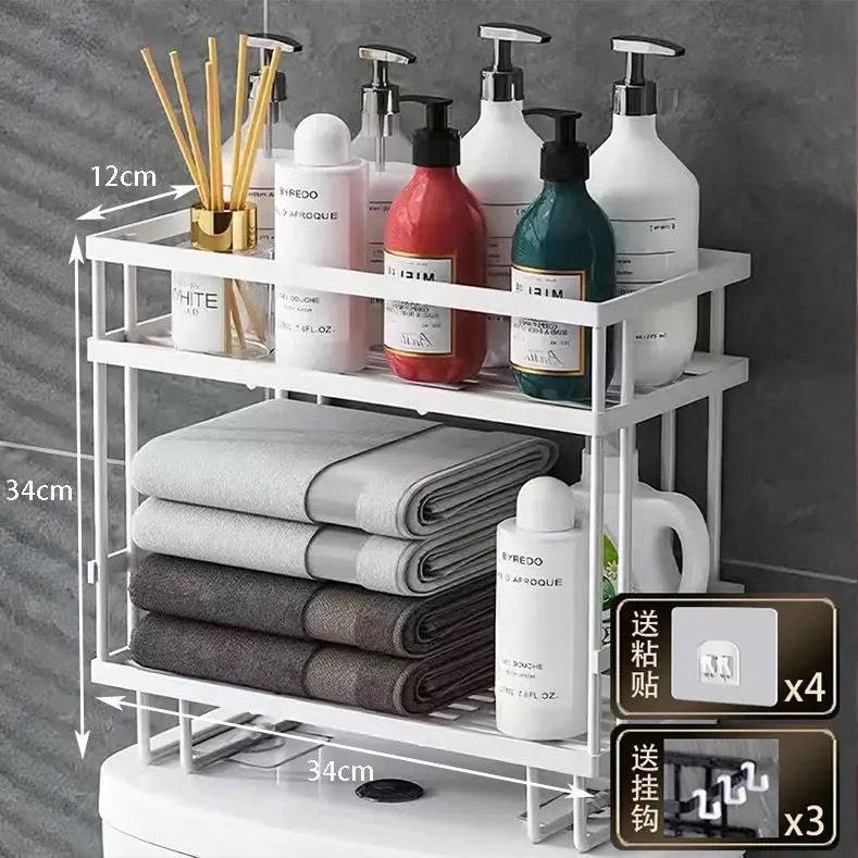 Toilet Shelf: No-Drill Bathroom Storage Rack, Wall-Mounted, Multifunctional Storage for Toilets