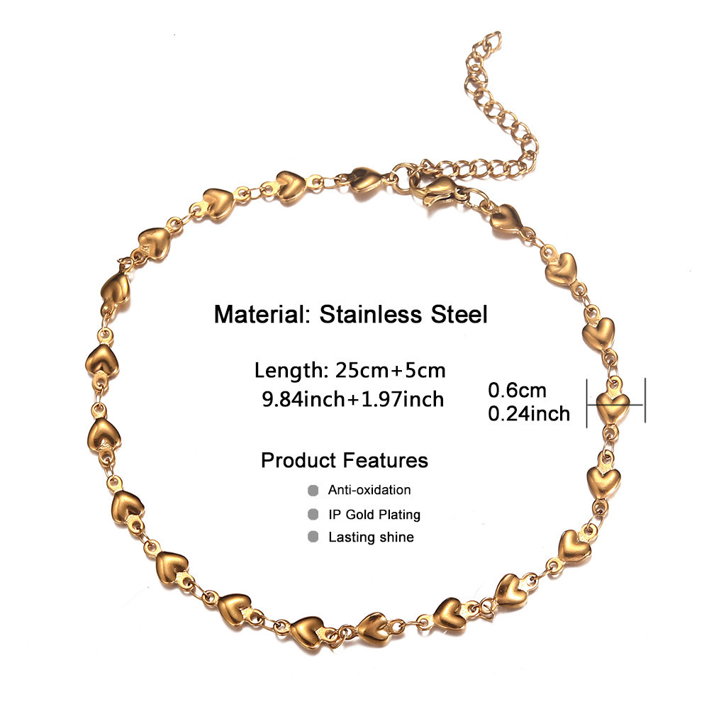 Japanese and Korean summer beach vacation accessory stainless steel heart chain, handmade exquisite sexy anklet
