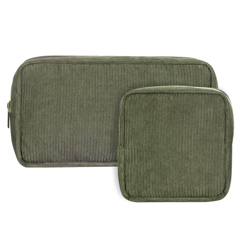 Corduroy Cosmetic Bag Two-Piece Set Large Capacity 2024 Handheld Toiletry Bag Corduroy Multifunctional Small Square Bag for Women