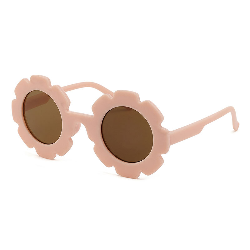 New children's sunglasses, cute sunflower round frame frosted frame children's glasses, sun protection, children's sunglasses
