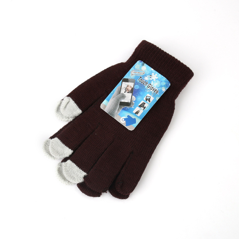 Touch Screen Gloves Unisex Youth Cycling Autumn Winter Anti-Cold Knitted Solid Color Anti-Slip Split-Finger Warm Children's Gloves