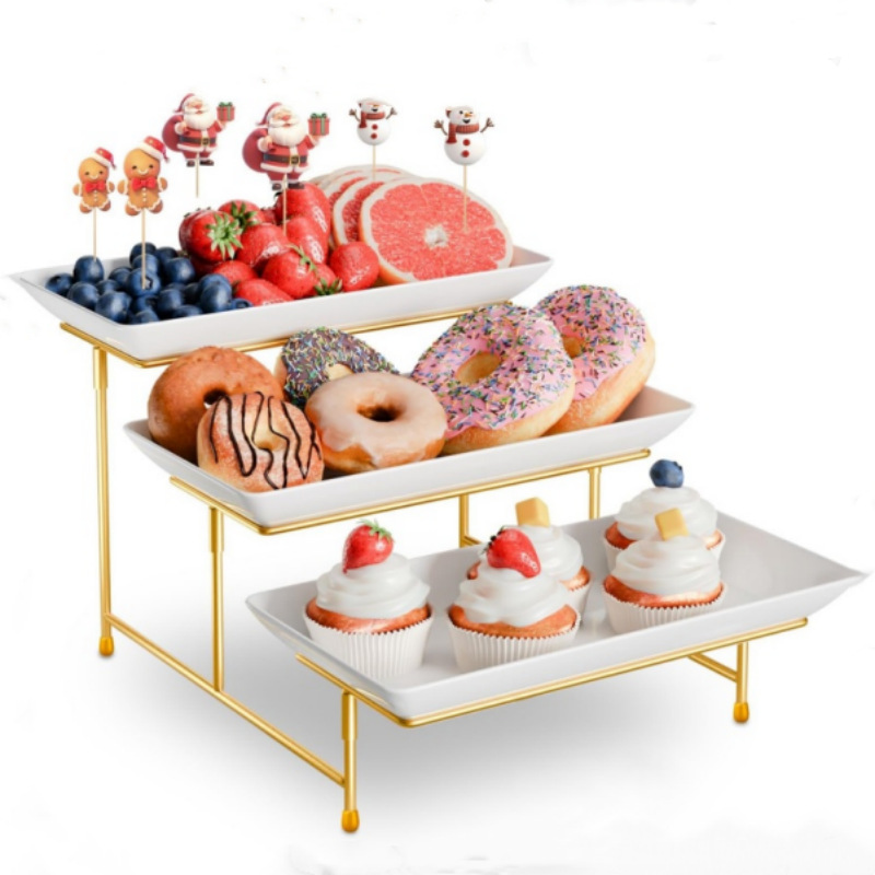 Three-tier fruit plate tray, hotel dessert stand, self-service display stand, dessert plate, multi-layer