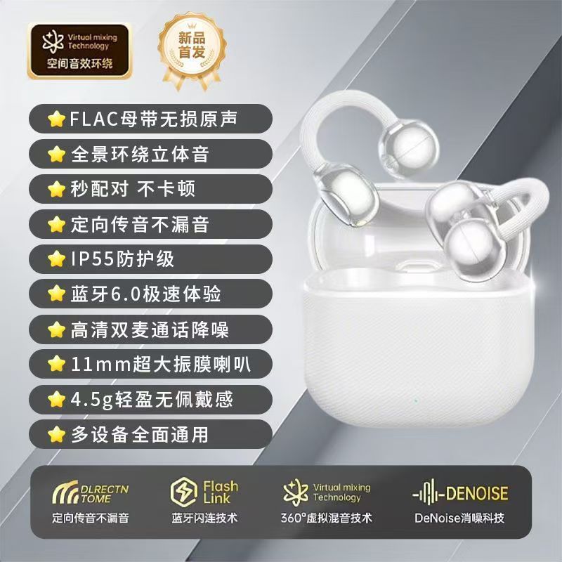 2026 New Huaqiangbei NE11S Open-ear Bluetooth Headset Clip-on Type Comfortable for Long Wear Sports Earphone