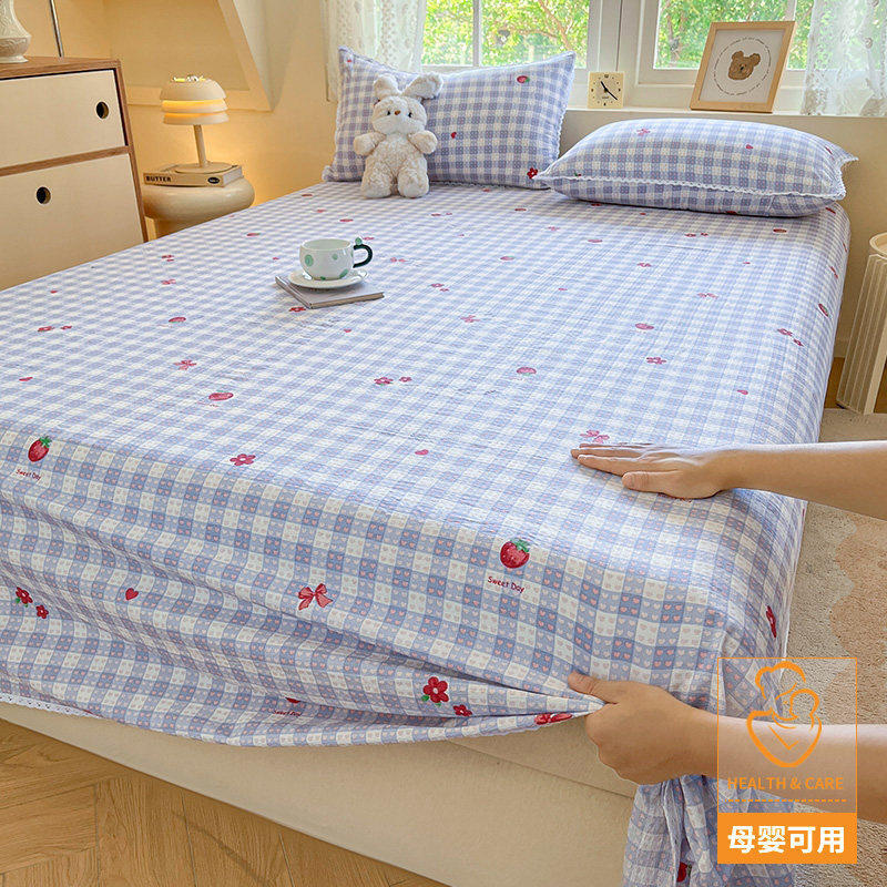 Class A mother-infant grade double-layer gauze bed sheet single piece summer children dormitory quilt cover pillowcase three-piece set non-cotton pure cotton 3