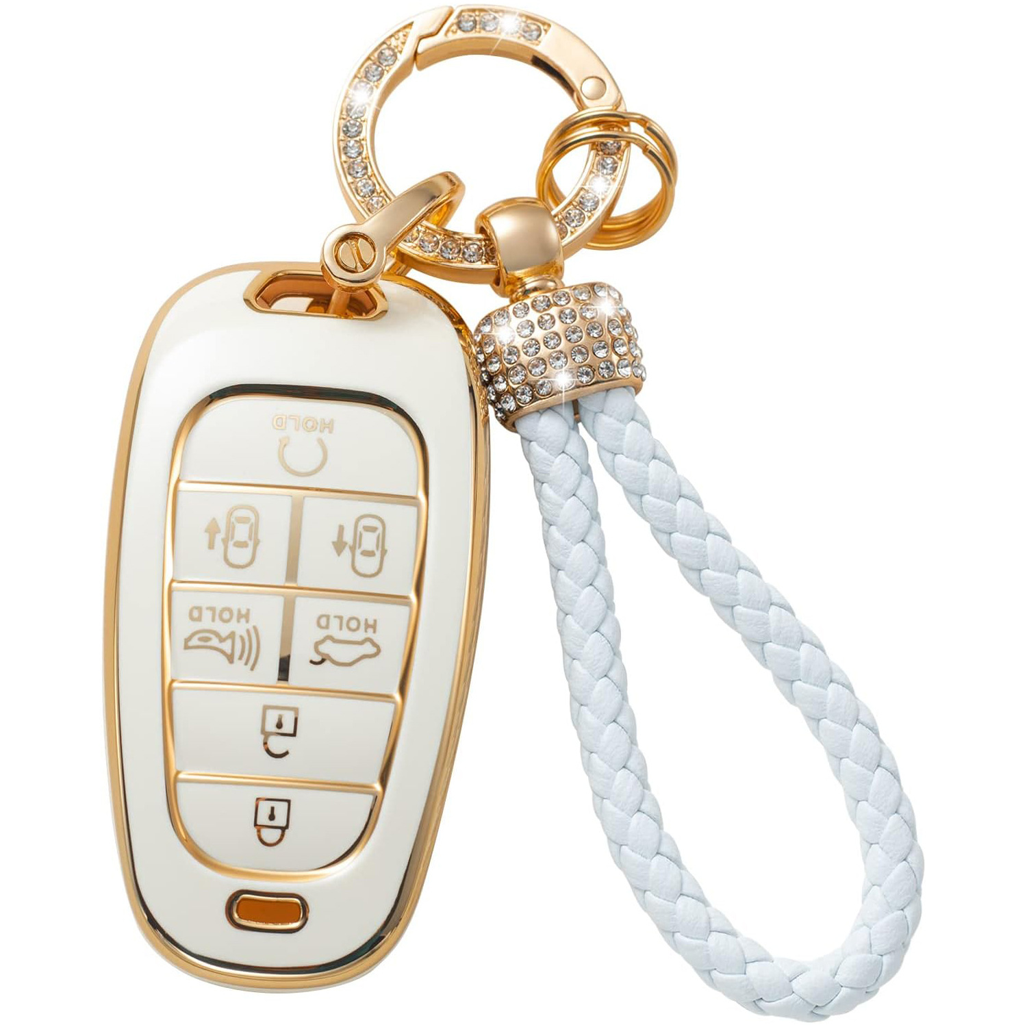 Gold Edge Car Key Case Car Key Bag Diamond Ring Pendant Keychain