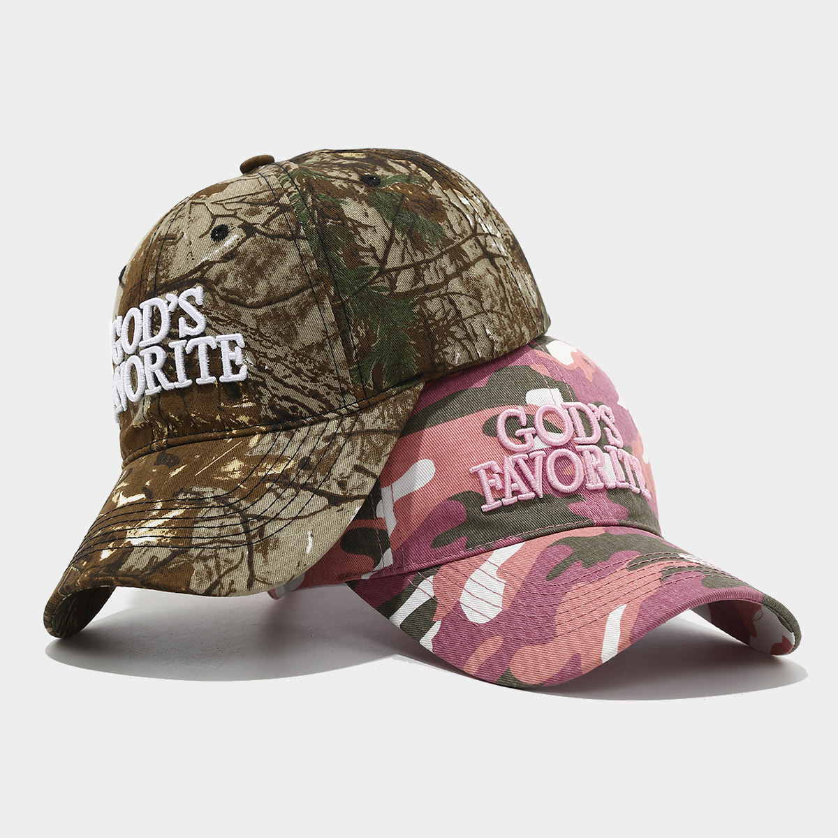 American Baseball Cap for Men, Outdoor Jungle Camouflage Distressed Soft Top Embroidery Duckbill Cap, Face Slimming for Women