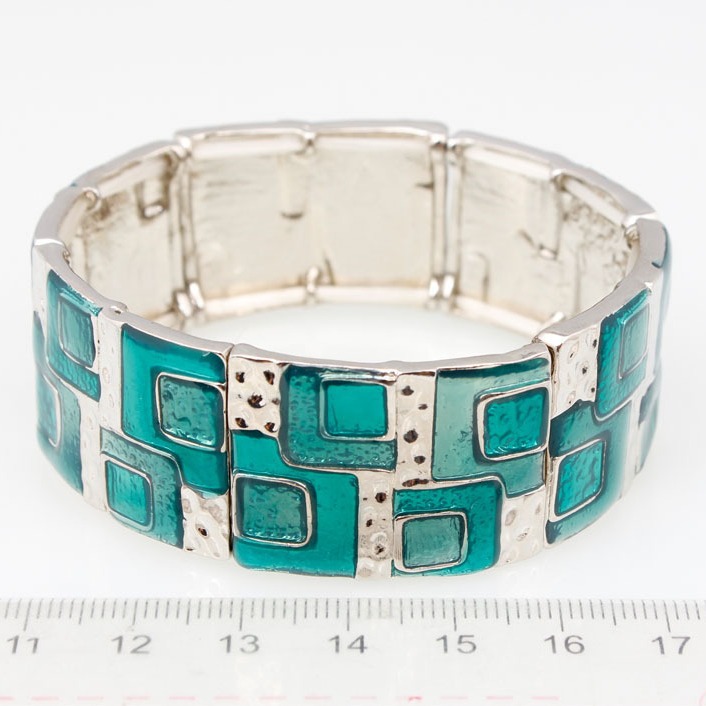B2 Accessories Mixed Batch Square Oil Drop Bracelet Geometric Enamel Color Elastic Bracelet