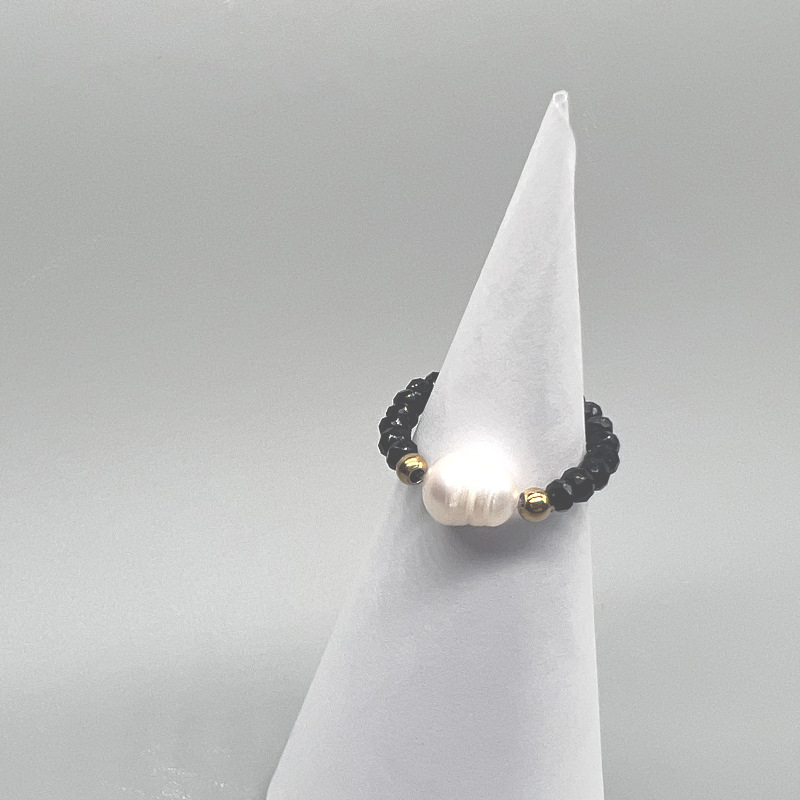 Pearl Ring, Colorful Cat's Eye Bead Stretch Ring, Instagram-Style, Unique and Girly Ring