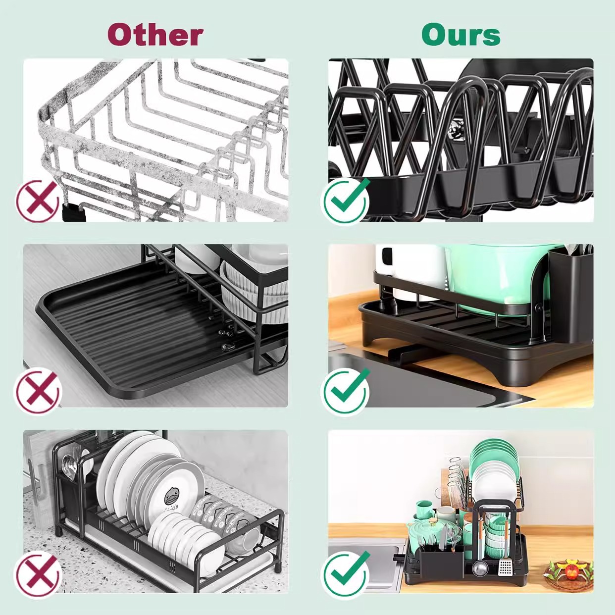Kitchen storage rack bowl rack draining rack household bowl dish storage rack countertop drying bowl chopstick plate rack
