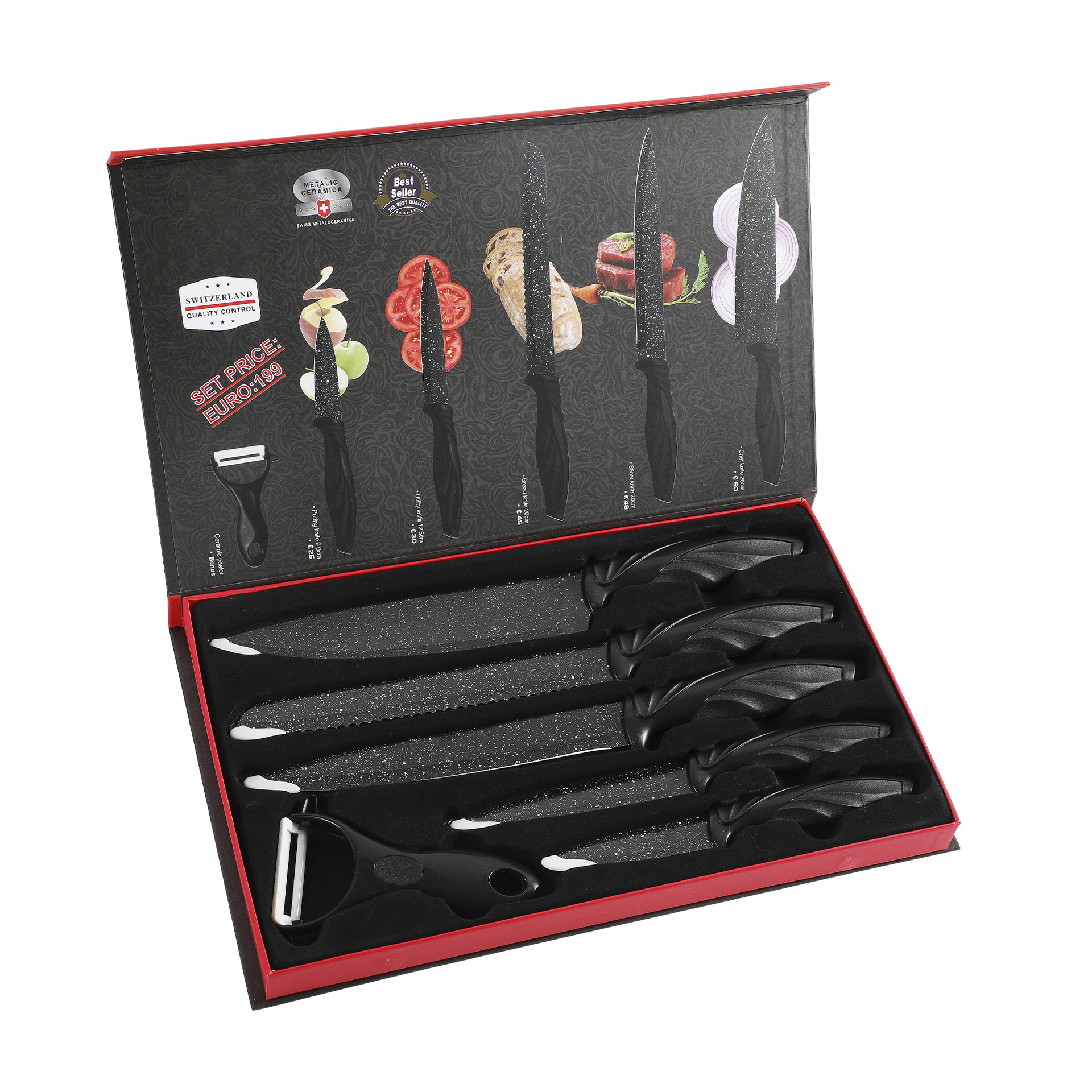 Full Set Knife Set Stainless Steel Household Kitchen Chef Knife Six-Piece Combination Gift Knife Set