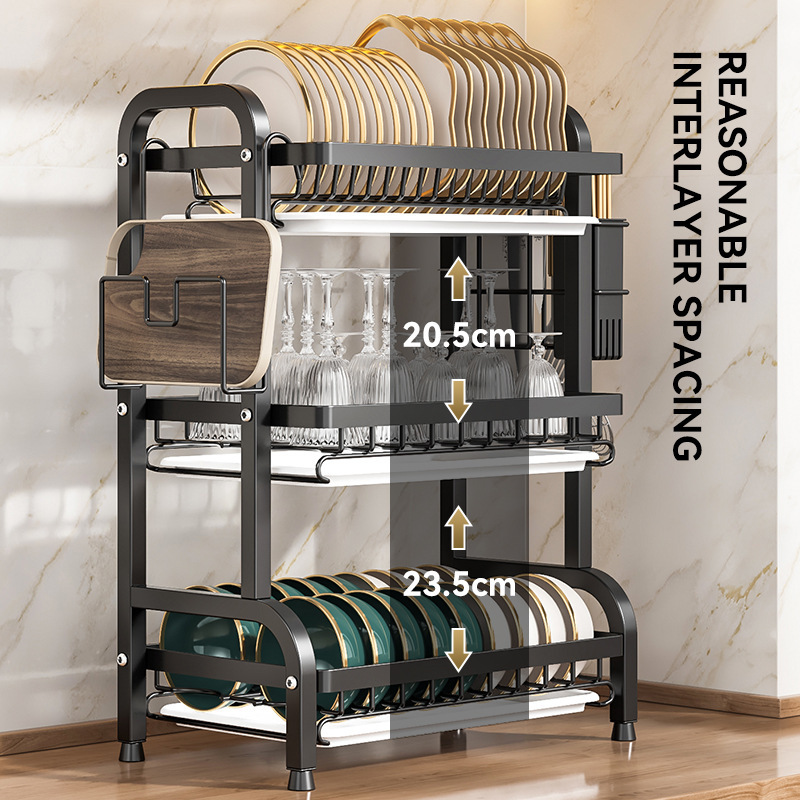 Kitchen storage rack bowl dish plate storage rack countertop drain rack chopstick knife rack multi-function bowl storage cabinet