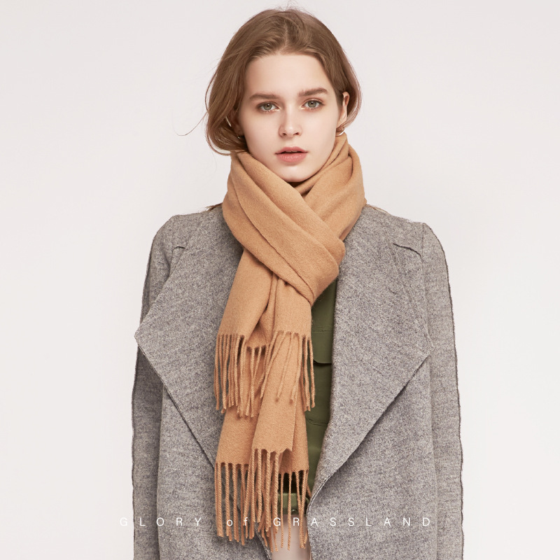 Inner Mongolia women's solid color wool scarf autumn and winter warm plain color small shawl warm neck warmer