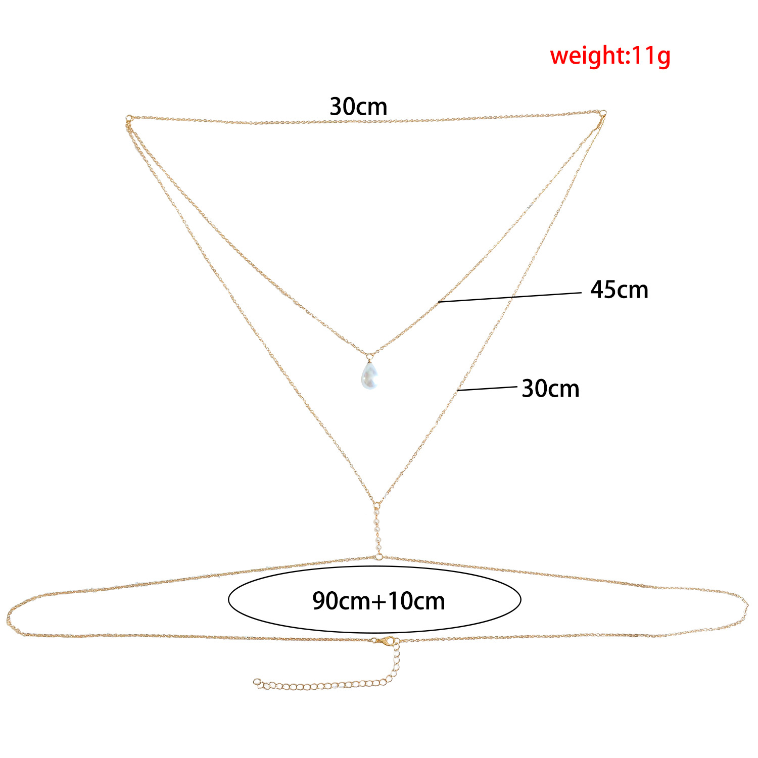 2024 New Pearl Pendant Multi-Layer Back Chain Necklace Accessories Simple Pearl Tassel Back Chain