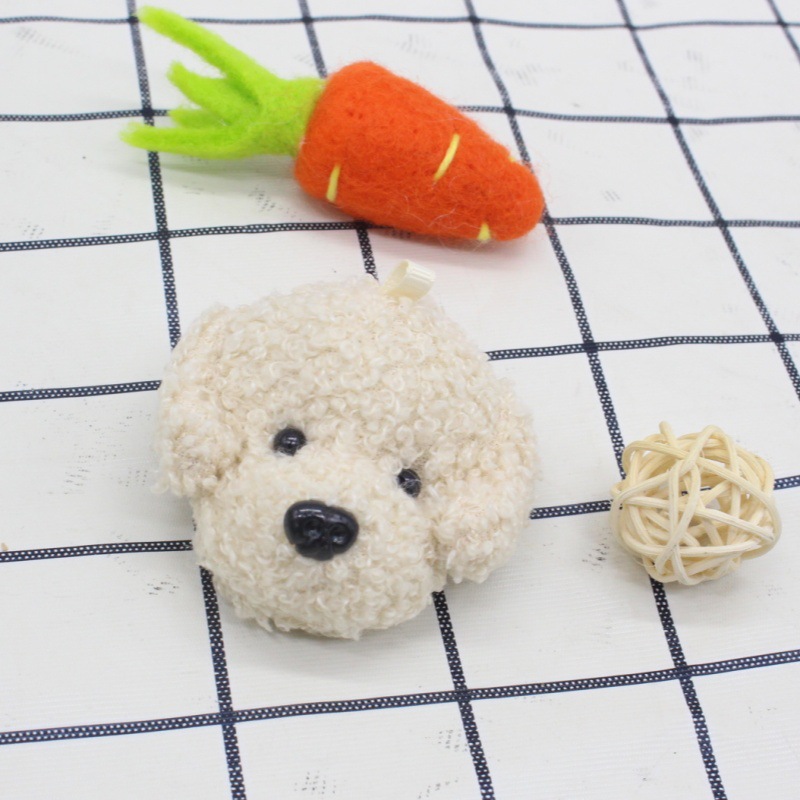Cartoon Curly Dog Head Plush Decoration Gift Doll Plush Toy Dog Keychain Bag Charm