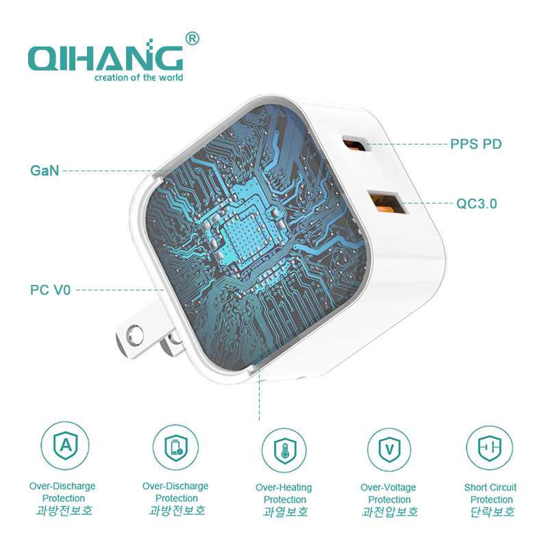 25W Charger Fast Charging Foldable ETL/PSE Certification USB+type-c Travel Charger pd US Standard Charging Head