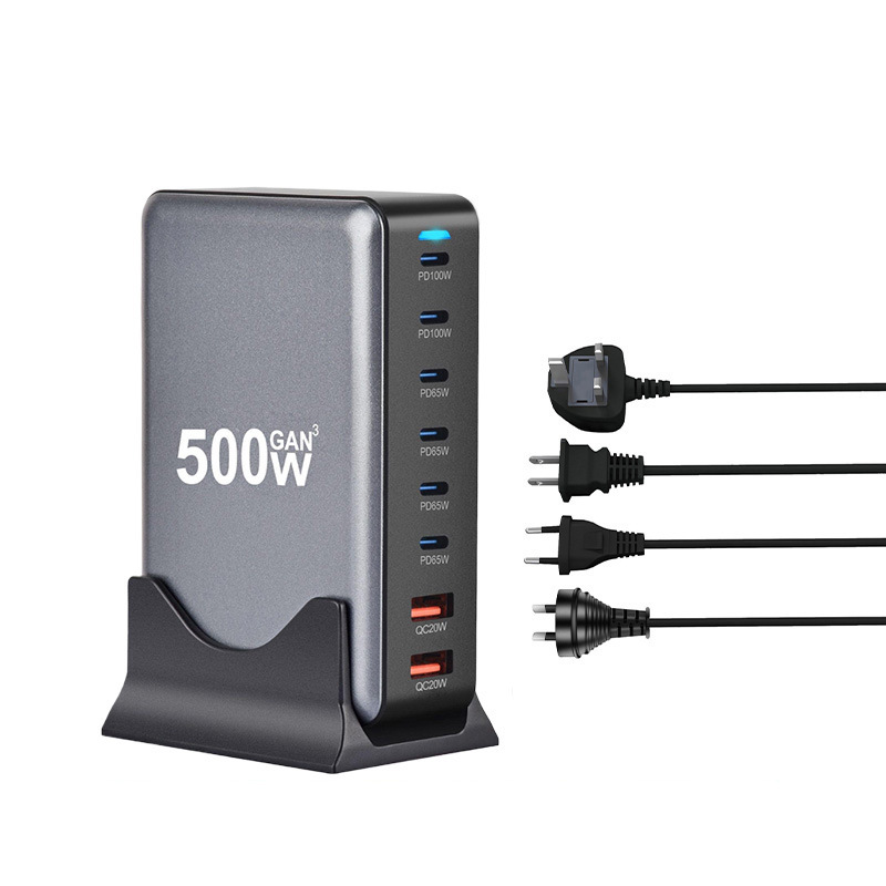 Dedicated 500W GaN Charger 8-Port High Power 500W Desktop Charger Desktop Charging Station