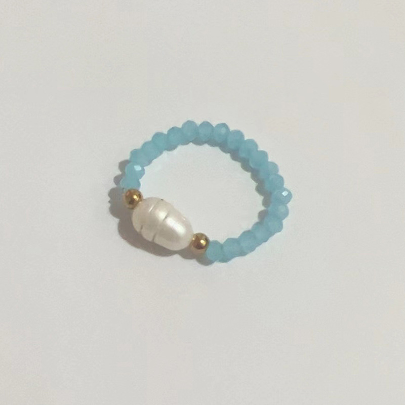 Pearl Ring, Colorful Cat's Eye Bead Stretch Ring, Instagram-Style, Unique and Girly Ring